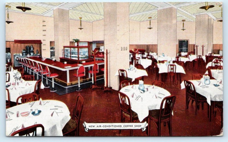 OKLAHOMA CITY, OK ~ Roadside Interior Huckins Hotel COFFEE SHOP  1939 Postcard