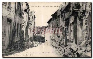 Old Postcard Bombing of Verdun A street