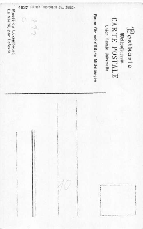 L473 Glamour Risque Nude La Verite art vintage postcard