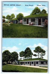 c1950's Bryan Motor Court West Beach Biloxi Mississippi MS Multiview Postcard