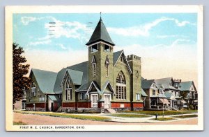 J97/ Barberton Ohio Postcard c1910 First M.E. Church Building 326