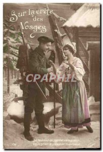 Old Postcard Militaria Alpine Hunters On the crest of the Vosges