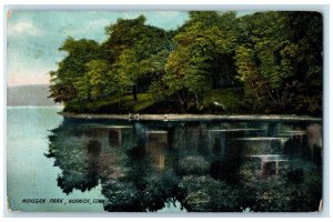 1912 Mohegan Park Trees Reflection Scene Norwich Connecticut CT Posted Postcard