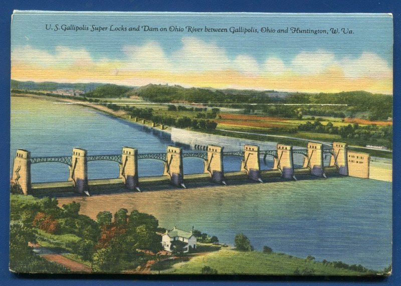 Gallipolis Ohio oh River Holzer Hospital Gallia Court House postcard folder