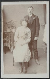 Ancestors Real Photo Postcard - Young Man & Young Woman Posing  BX783