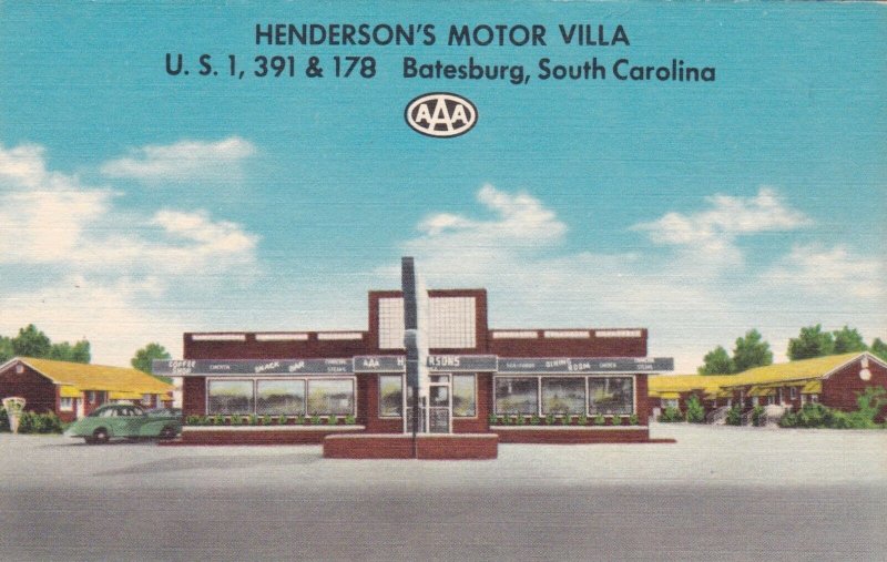 South Carolina Batesburg Henderson's Motor Villa and Restaurant sk1471