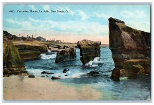 San Diego California CA Postcard Cathedral Rocks La Jolla 1930 Vintage Antique