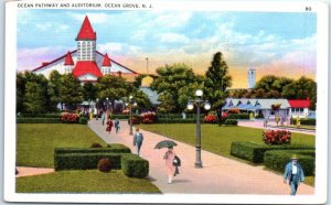 Postcard - Ocean Pathway and Auditorium - Ocean Grove, New Jersey 