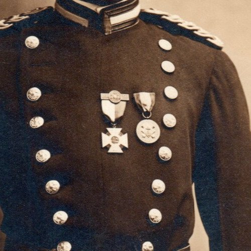 Army Artillery Soldier With Medals Real Photo Postcard RPPC