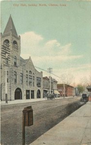 Wheelock Postcard; City Hall Block Street Scene, Clinton IA, De Lange Drugs