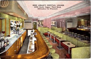 Milwaukee WI Wisconsin GREG LOGAN'S COCKTAIL LOUNGE Bar/Tavern ROADSIDE Postcard