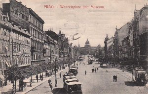 Postcard Prague Prag Wenzelsplatz und Museum Czech Republic