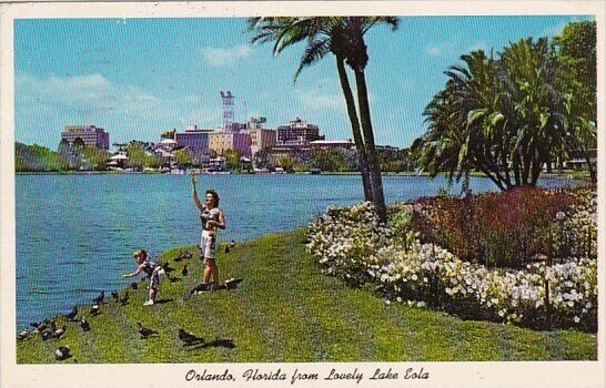 Florida Orlando Feeding The Pigeons On Lake Eola 1963