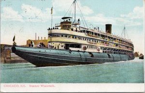 Chicago IL Steamer Whaleback Steamship c1908 Postcard F14