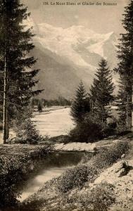 France - Chamonix. In Winter,  Mont Blanc and Bossons Glacier