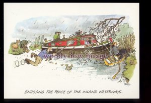 BES082 - Enjoying the Peace of the Inland Waterways - Besley comic postcard