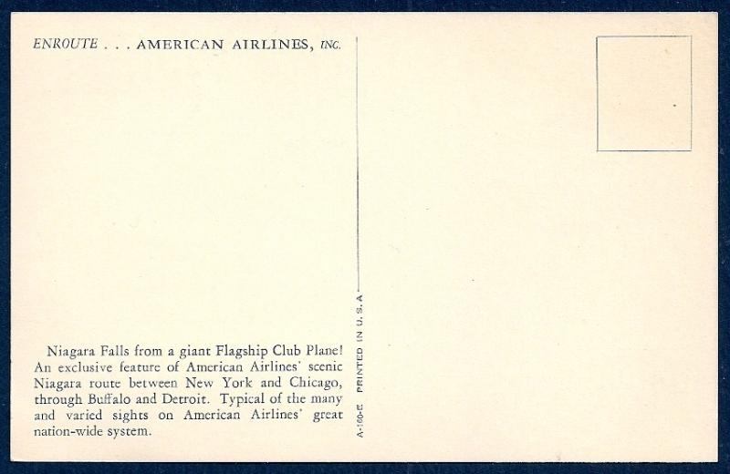 Niagara Falls Birdseye American Airlines NY unused c1930's