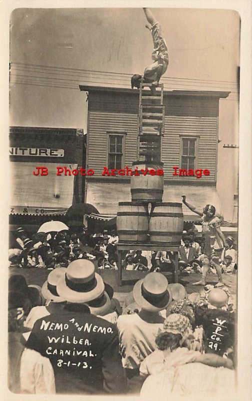 NE, Wilber, Nebraska, RPPC, 1913 Carnival Act Nemo & Nemo, Winnow Photo