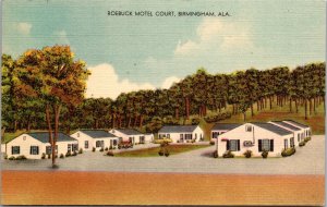 Linen Postcard Roebuck Motel Court in Birmingham, Alabama~139597