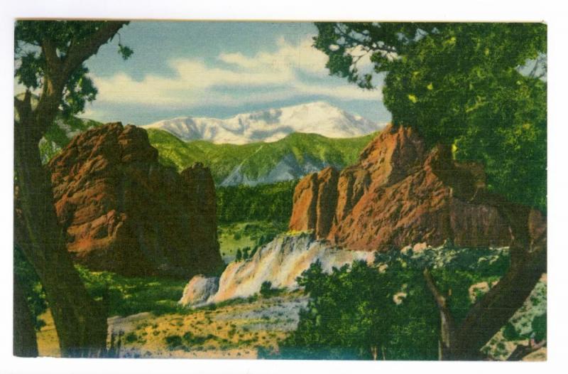 Dubois, Wyoming to Chanute, Kansas 1957 mailed Linen Postcard, Pikes Peak