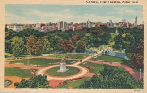 Panorama of Public Garden - Boston MA, Massachusetts - Linen