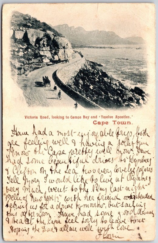 1910's Victoria Road Looking To Camps Bay Twelve Apostles Cape Town Postcard