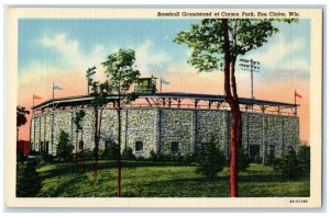 c1940 Baseball Grandstand Carson Park Exterior Eau Claire Wisconsin WI Postcard