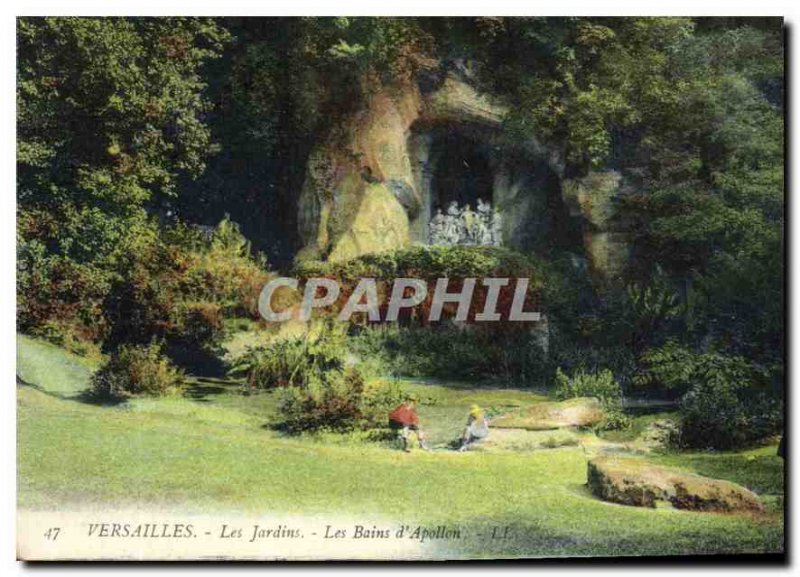 Old Postcard Versailles Gardens Baths of Apollo