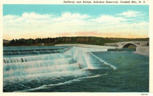 Vintage Postcard Spillway & Bridge Ashokan Reservoir Catskill Mountains New York
