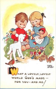 1930w Mabel Lucie Atwell Children doll Comic Humor Valentine Postcard 22-6835