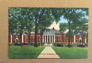 VINT UNUSED LINEN POSTCARD - WATERMAN BLDG., UNIV. OF VT., BURLINGTON, VERMONT