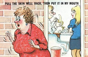 Eating A Banana In Sexy Mouth 1970s Comic Humour Postcard