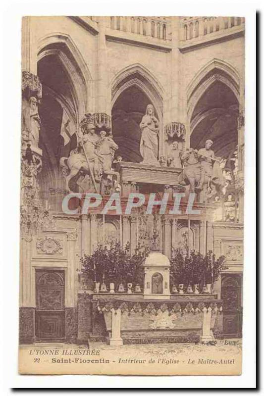 Saint Florentin Old Postcard Interior of & # 39eglise The high altar