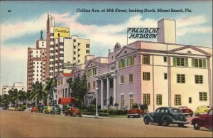 Miami Beach Florida FL Street Scene 1930s-50s Postcard