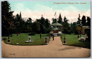 Postcard Oshawa Ontario c1910 Prospect Park Bandstand NICE CDS Duplex Cancel