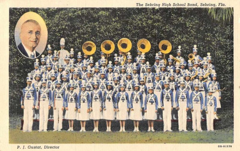 Sebring Florida view of Sebring High School Band linen antique pc BB2387