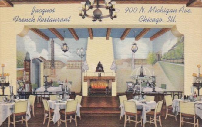 Illinois Chicago Jacques French Restaurant Restaurant Dining Room Curteich