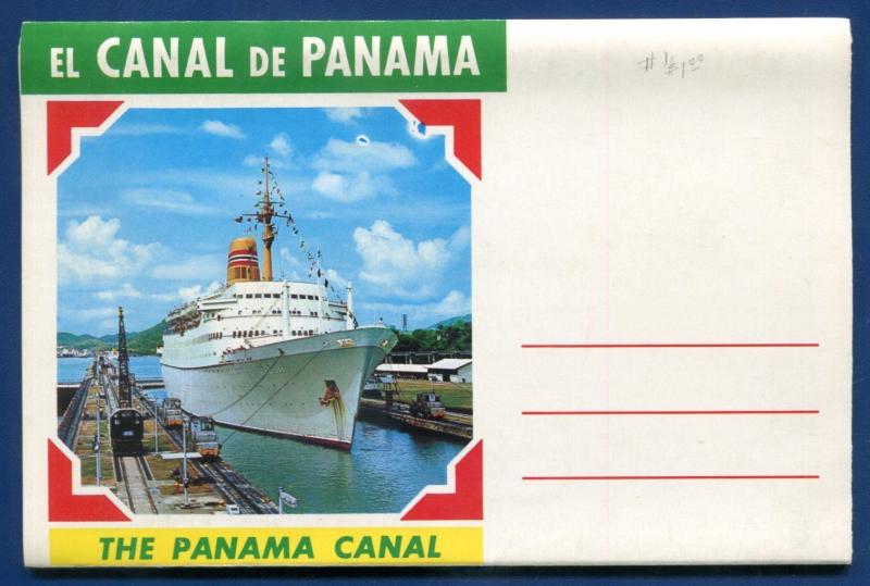 Republic of Panama Canal Spanish titles views postcard folder 