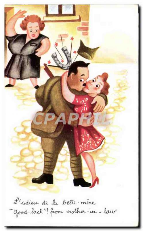 Old Postcard Fancy Army Soldier Army L & # 39adieu the beautiful mother Horse...