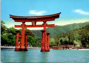 1980s Big Torri Gate Itsukushima Shrine Miyajima Japan Postcard