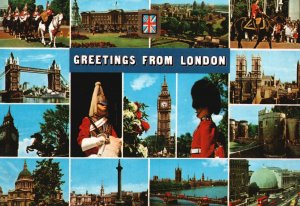 Greetings From London Souvenir Historic Places And Buildings Postcard 1987