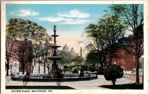 View of Eutaw Place, Baltimore MD c1917 Vintage Postcard N58