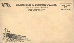 Fall River MA Factory Illustrated Postal Card Elbe File & Binder Co c1910