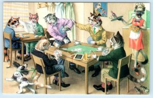 Mainzer Dressed CATS & KITTENS Playing Cards Poker #4750 Turkey Postcard