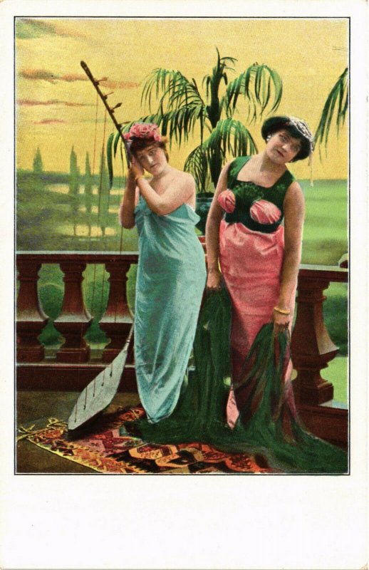 PC CPA ARABIAN TYPES AND SCENES, DANCER LADIES, Vintage Postcard (b17423)