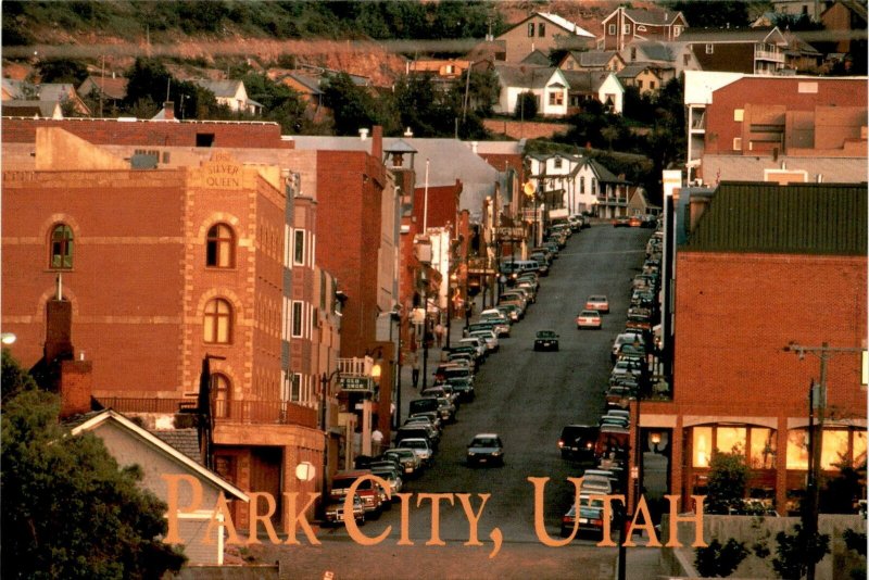 Silver Queen building, Park City, Utah, vibrant nightlife, Great Postcard