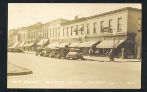 RPPC MENDOTA ILLINOIS DOWNTOWN STREET SCENE OLD CARS REAL PHOTO POSTCARD