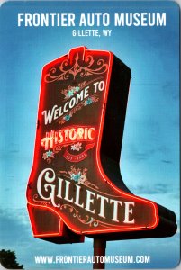 Cowboy Boot Neon Sign Frontier Auto Museum Gillette WY POSTCARD