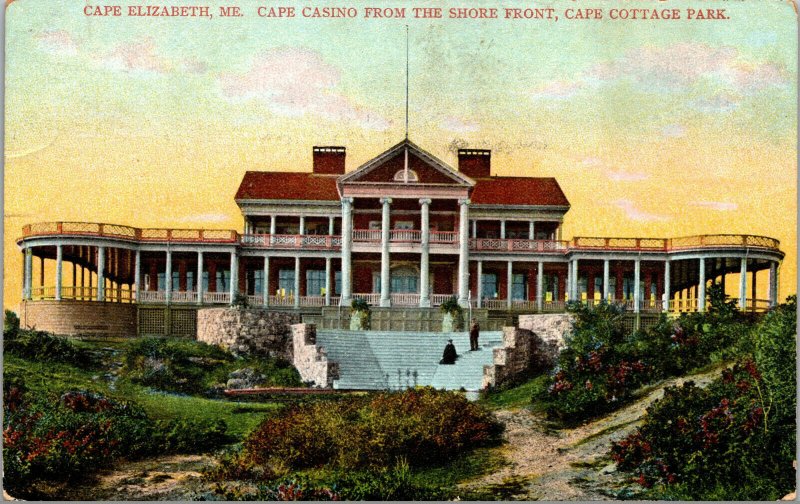 Vtg 1910 Cape Casino at Cape Cottage Park Cape Elizabeth Maine ME Postcard
