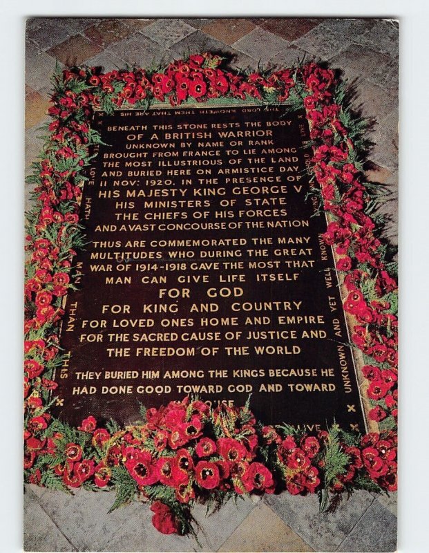 Postcard The Unknown Warrior's grave, Westminster Abbey, London, England